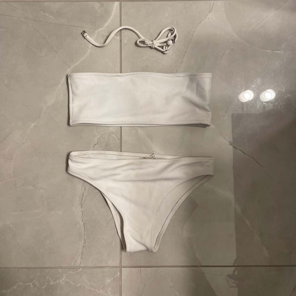Zaful White Ribbed Bikini